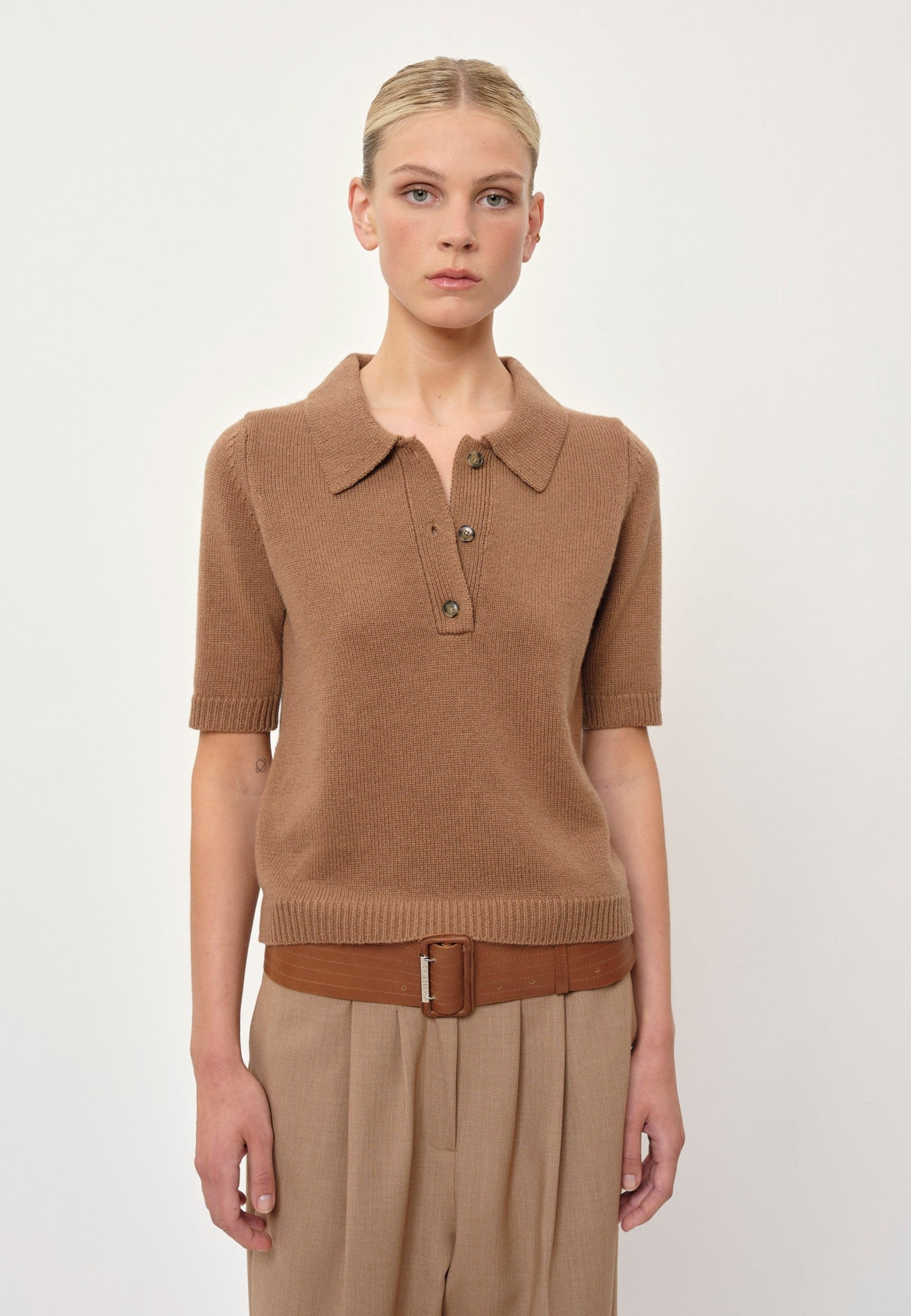 Alberto Knit Polo Blouse - Brown Sugar – Herskind CA
