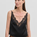 Filippa Top black lace V-neck camisole with thin straps.